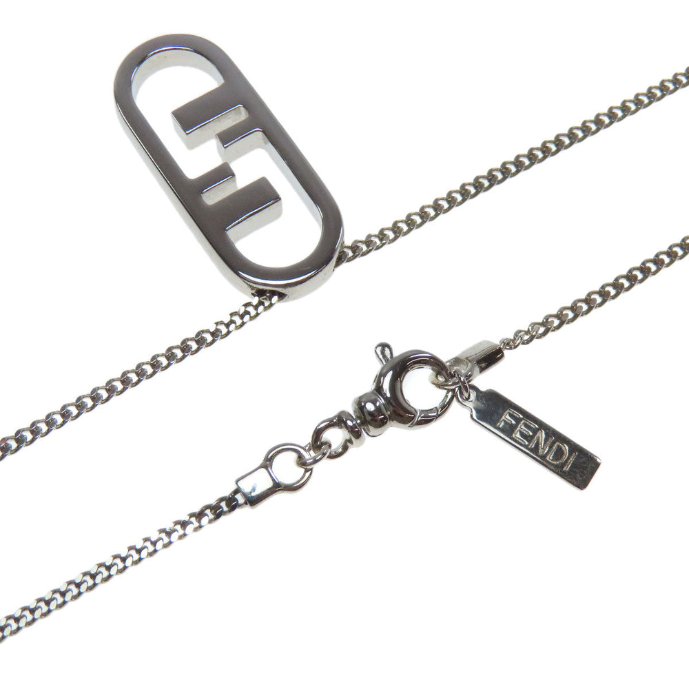 FENDI Necklace metallic Silver Auto-lock Women Used Authentic