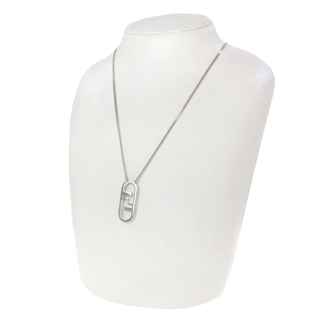 FENDI Necklace metallic Silver Auto-lock Women Used Authentic