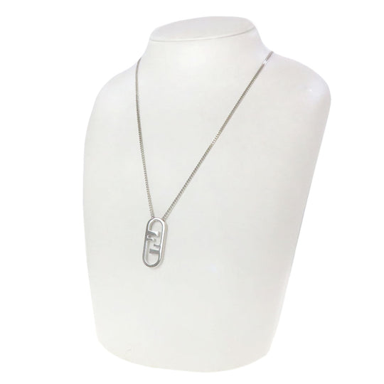 FENDI Necklace metallic Silver Auto-lock Women Used Authentic
