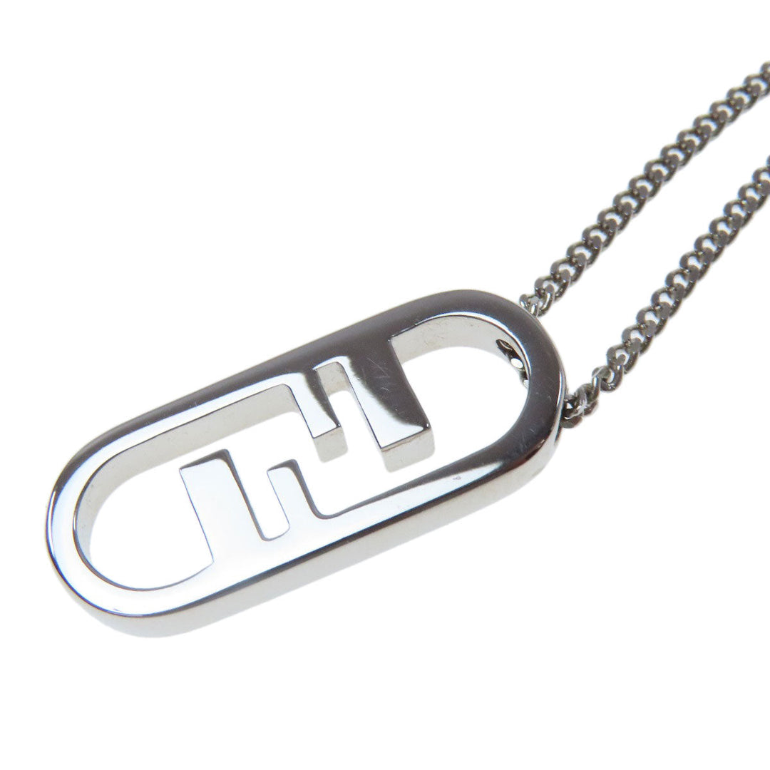 FENDI Necklace metallic Silver Auto-lock Women Used Authentic