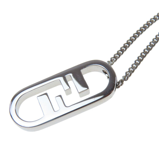 FENDI Necklace metallic Silver Auto-lock Women Used Authentic