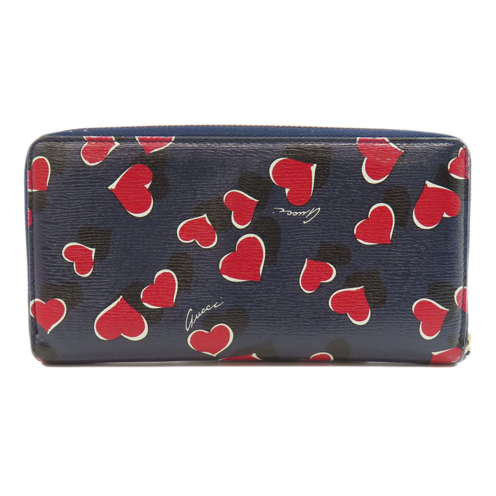 GUCCI Long Wallet Purse 309705 leather Navy Interlocking G Women Used Authentic
