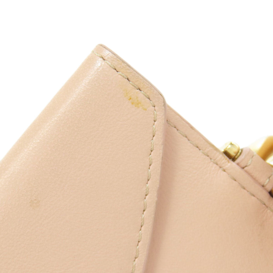 TOD�fS Accessory pouch leather pink logo Women Used Authentic