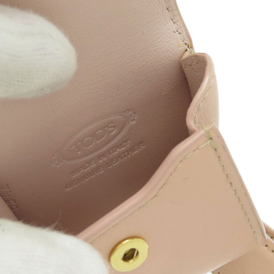 TOD�fS Accessory pouch leather pink logo Women Used Authentic