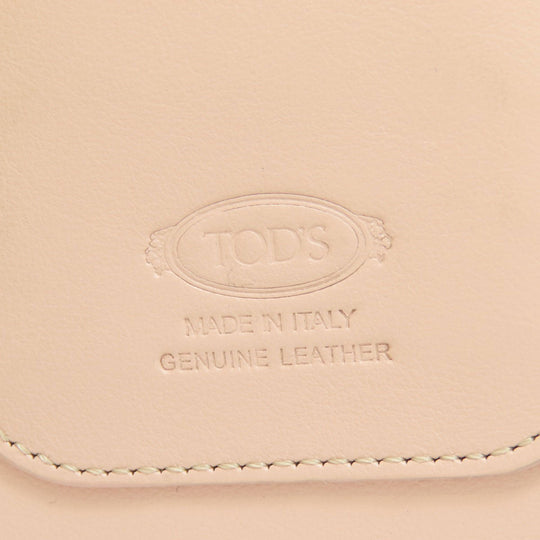 TOD�fS Accessory pouch leather pink logo Women Used Authentic