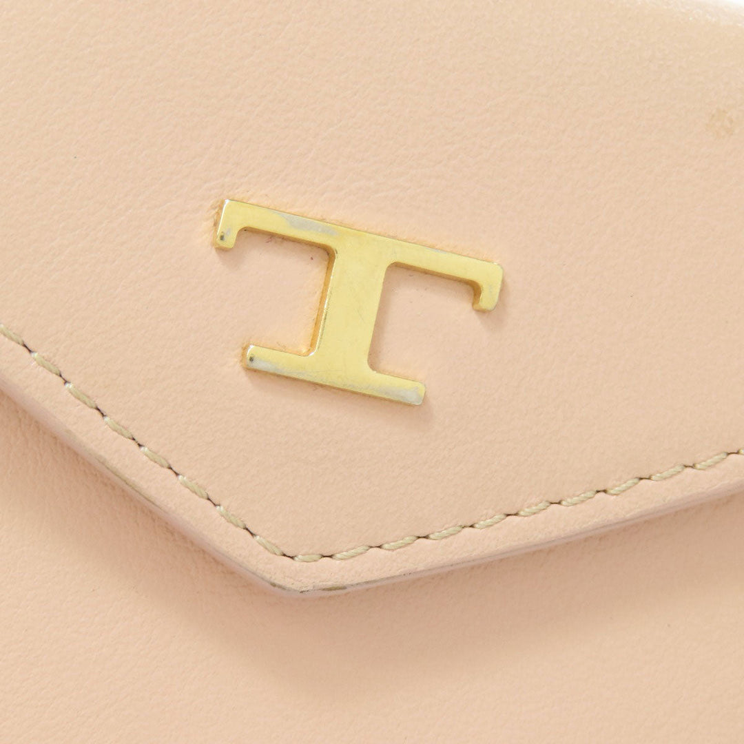 TOD�fS Accessory pouch leather pink logo Women Used Authentic