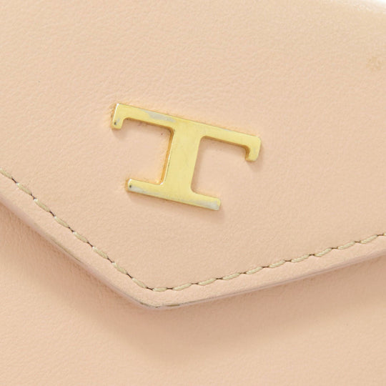 TOD�fS Accessory pouch leather pink logo Women Used Authentic