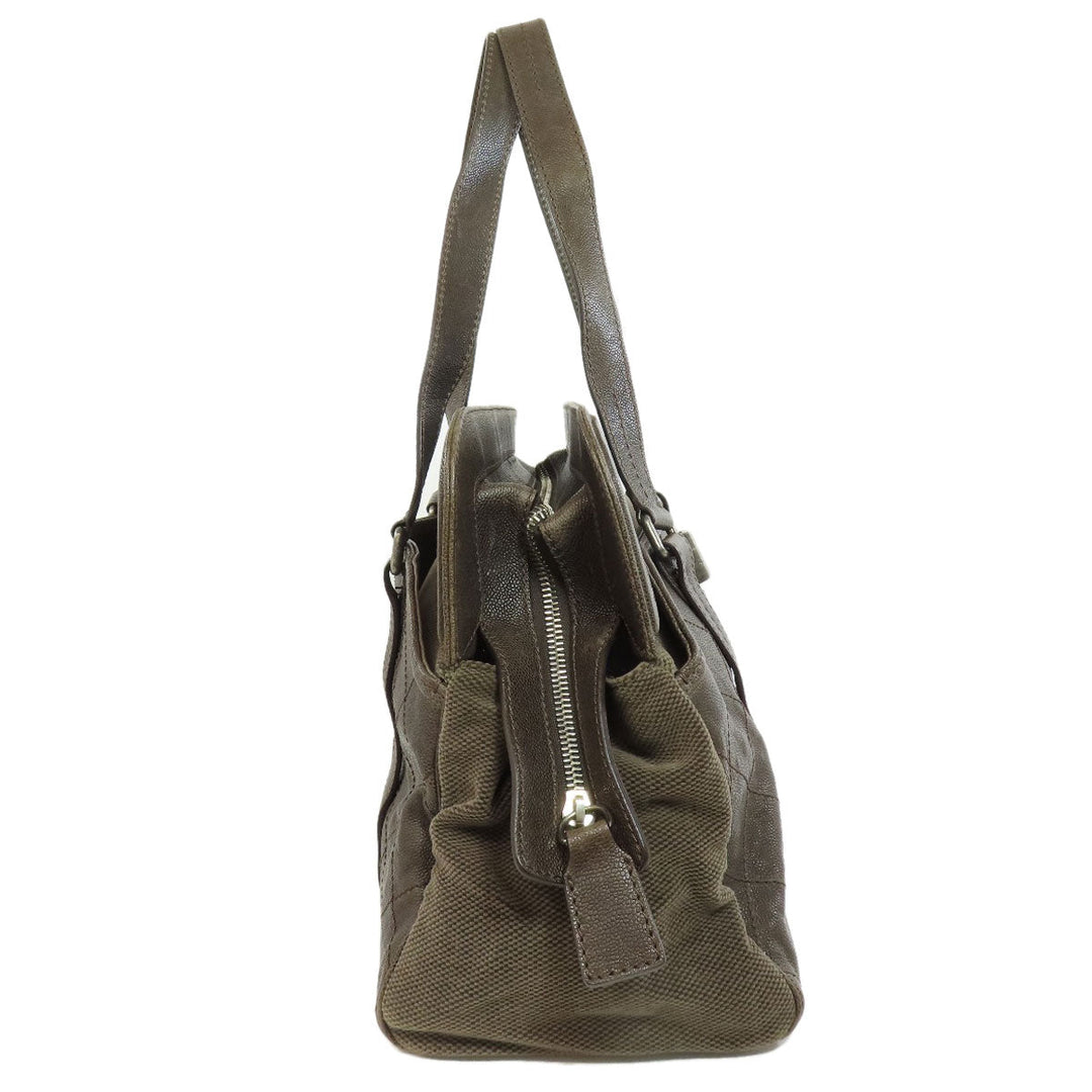 CHANEL Tote Bag Caviar skin Brown Matelasse SilverMetal Women Used Authentic