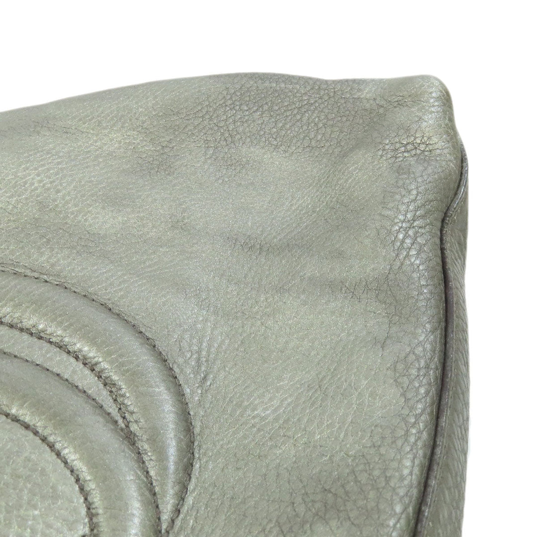 GUCCI Tote Bag 308982 leather Silver Soho Interlocking G Women Used Authentic