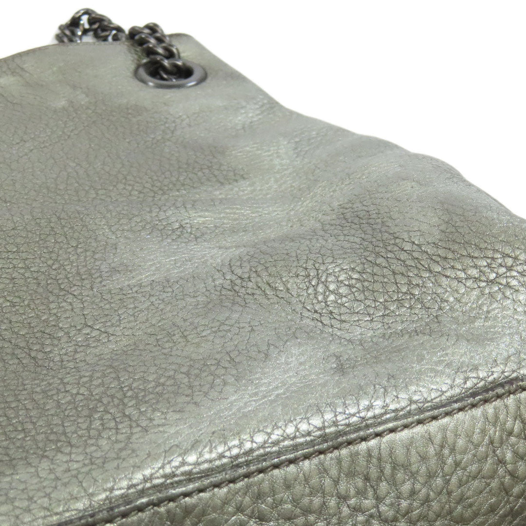 GUCCI Tote Bag 308982 leather Silver Soho Interlocking G Women Used Authentic