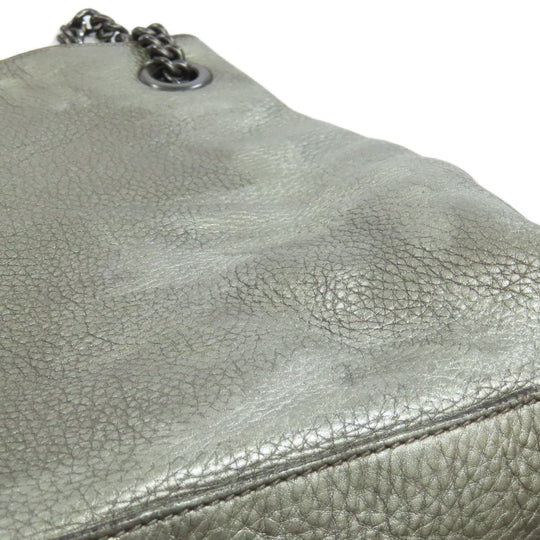 GUCCI Tote Bag 308982 leather Silver Soho Interlocking G Women Used Authentic
