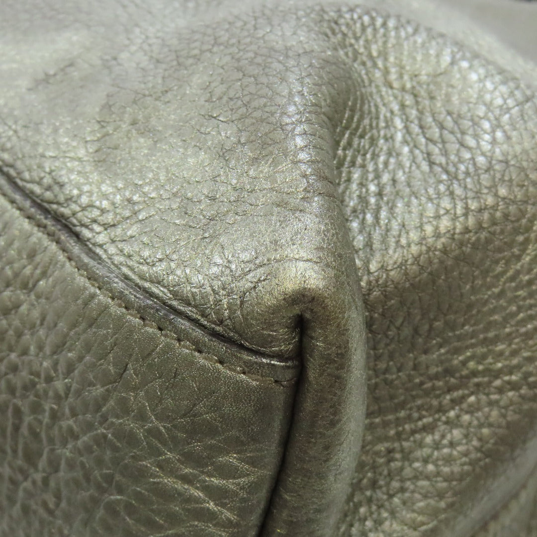 GUCCI Tote Bag 308982 leather Silver Soho Interlocking G Women Used Authentic