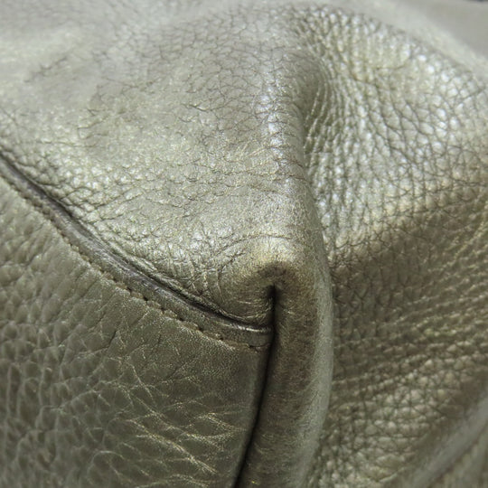 GUCCI Tote Bag 308982 leather Silver Soho Interlocking G Women Used Authentic