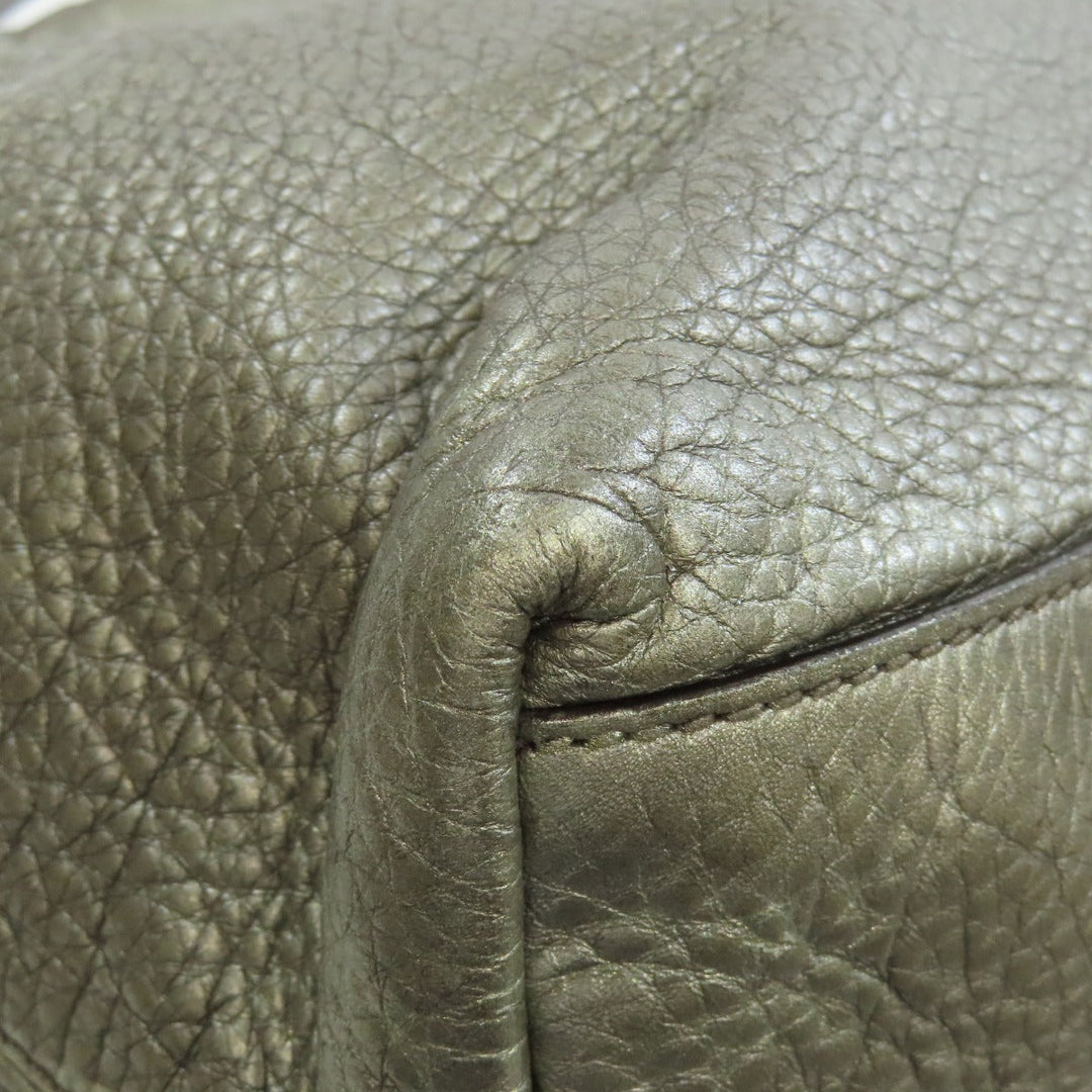 GUCCI Tote Bag 308982 leather Silver Soho Interlocking G Women Used Authentic