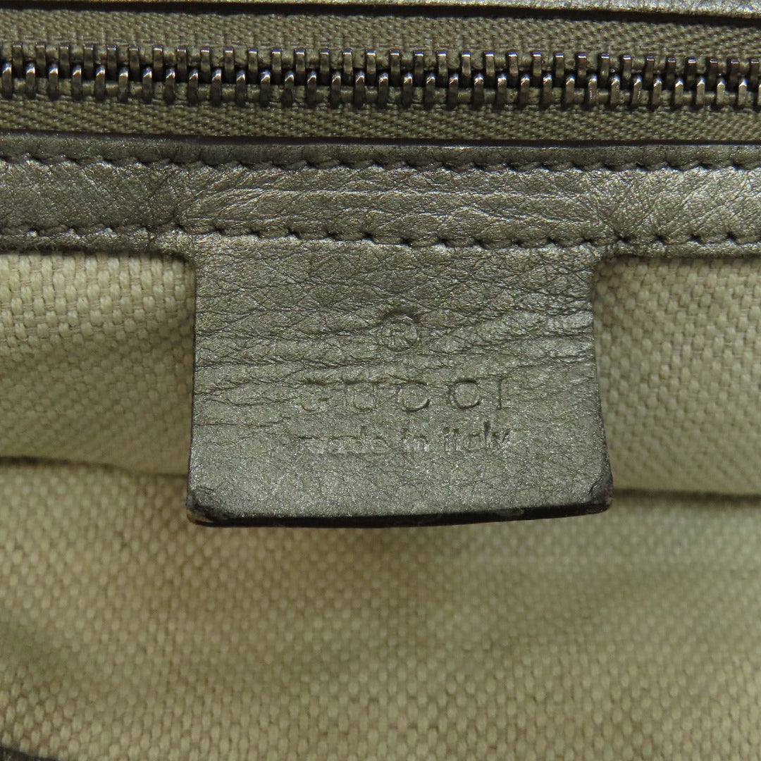 GUCCI Tote Bag 308982 leather Silver Soho Interlocking G Women Used Authentic