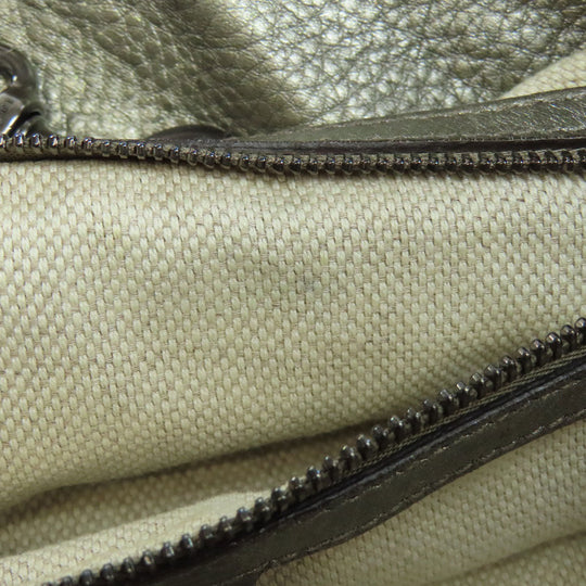GUCCI Tote Bag 308982 leather Silver Soho Interlocking G Women Used Authentic