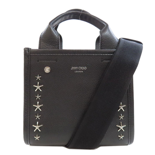 JIMMY CHOO Handbag leather black Star motif studs