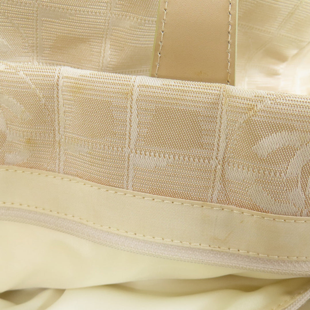 CHANEL Tote Bag Nylon jacquard beige New Travel Line MM Women Used Authentic