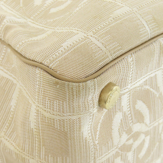 CHANEL Tote Bag Nylon jacquard beige New Travel Line MM Women Used Authentic