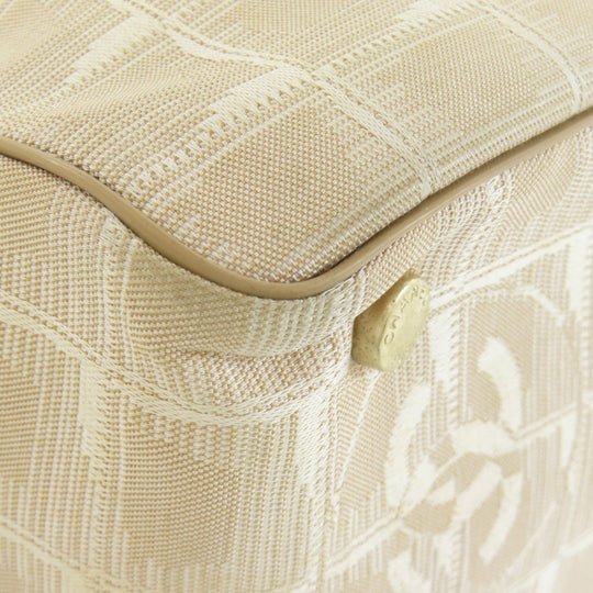 CHANEL Tote Bag Nylon jacquard beige New Travel Line MM Women Used Authentic