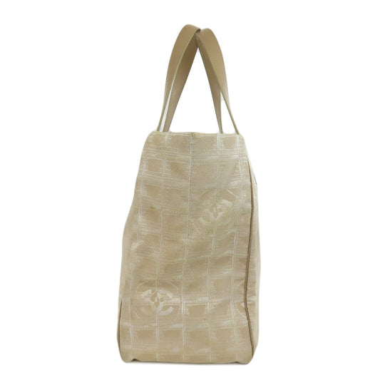 CHANEL Tote Bag Nylon jacquard beige New Travel Line MM Women Used Authentic