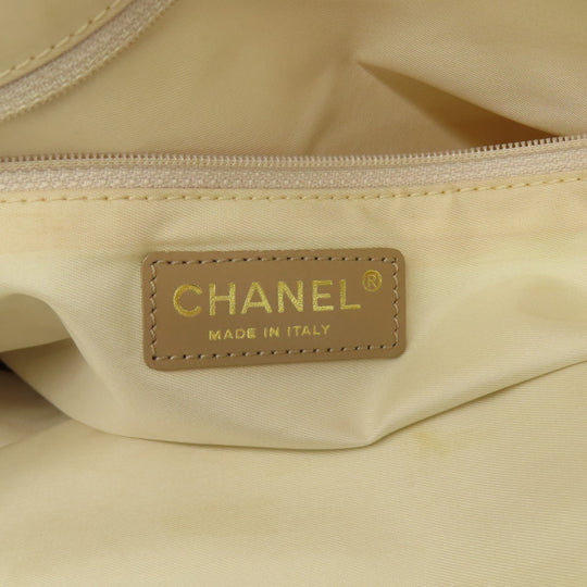 CHANEL Tote Bag Nylon jacquard beige New Travel Line MM Women Used Authentic