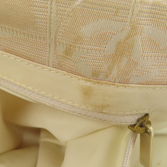 CHANEL Tote Bag Nylon jacquard beige New Travel Line MM Women Used Authentic