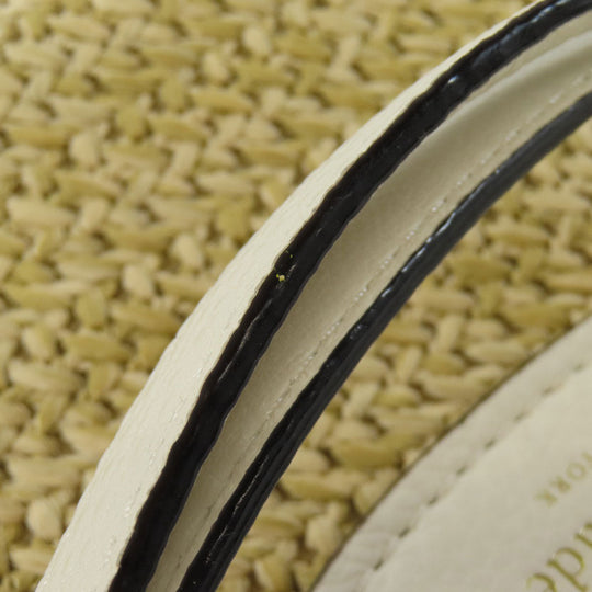 Kate Spade Handbag Leather, Straw white Basket bag 2WAY Women Used Authentic