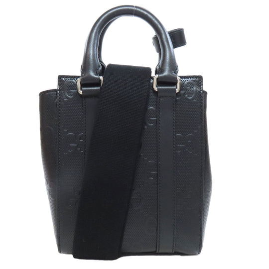 GUCCI Handbag 696010 Calfskin black GG embossed 2WAY