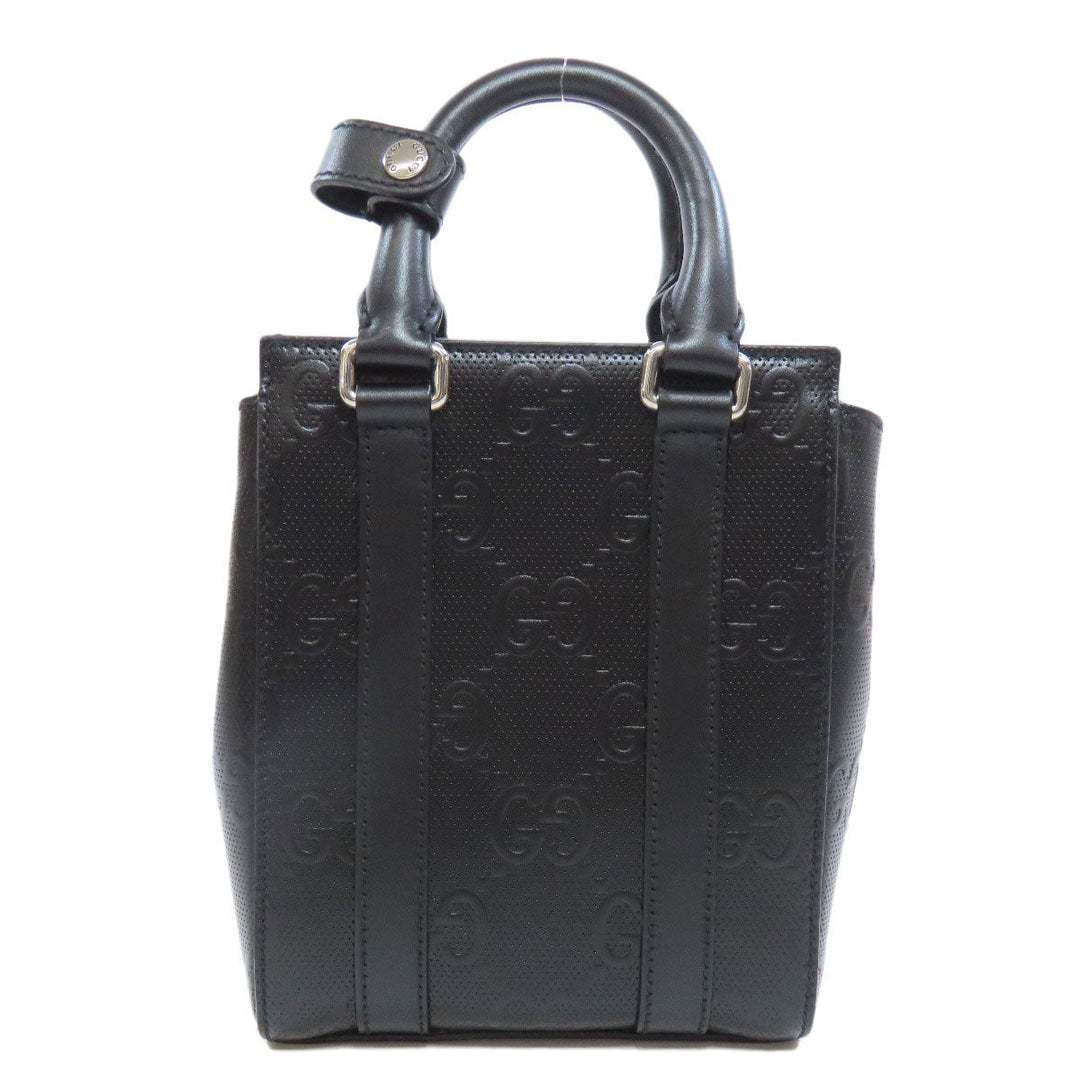 GUCCI Handbag 696010 Calfskin black GG embossed 2WAY