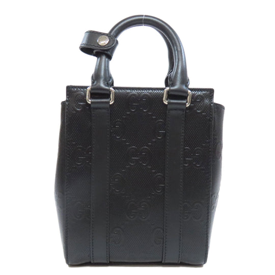GUCCI Handbag 696010 Calfskin black GG embossed 2WAY