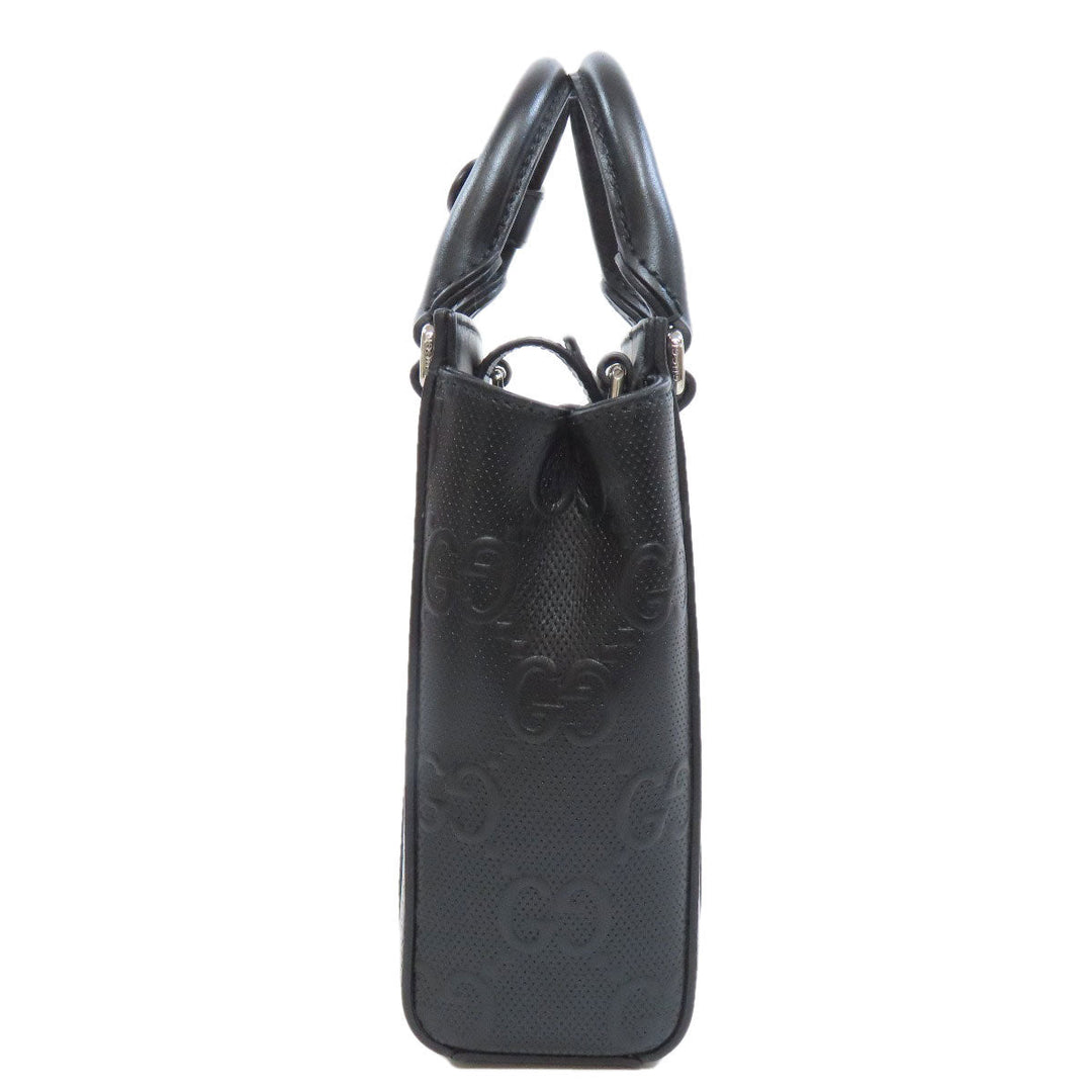 GUCCI Handbag 696010 Calfskin black GG embossed 2WAY