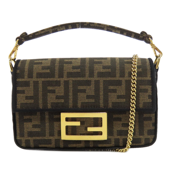 FENDI Shoulder Bag canvas Brown Zucca Pattern 2WAY Women Used Authentic