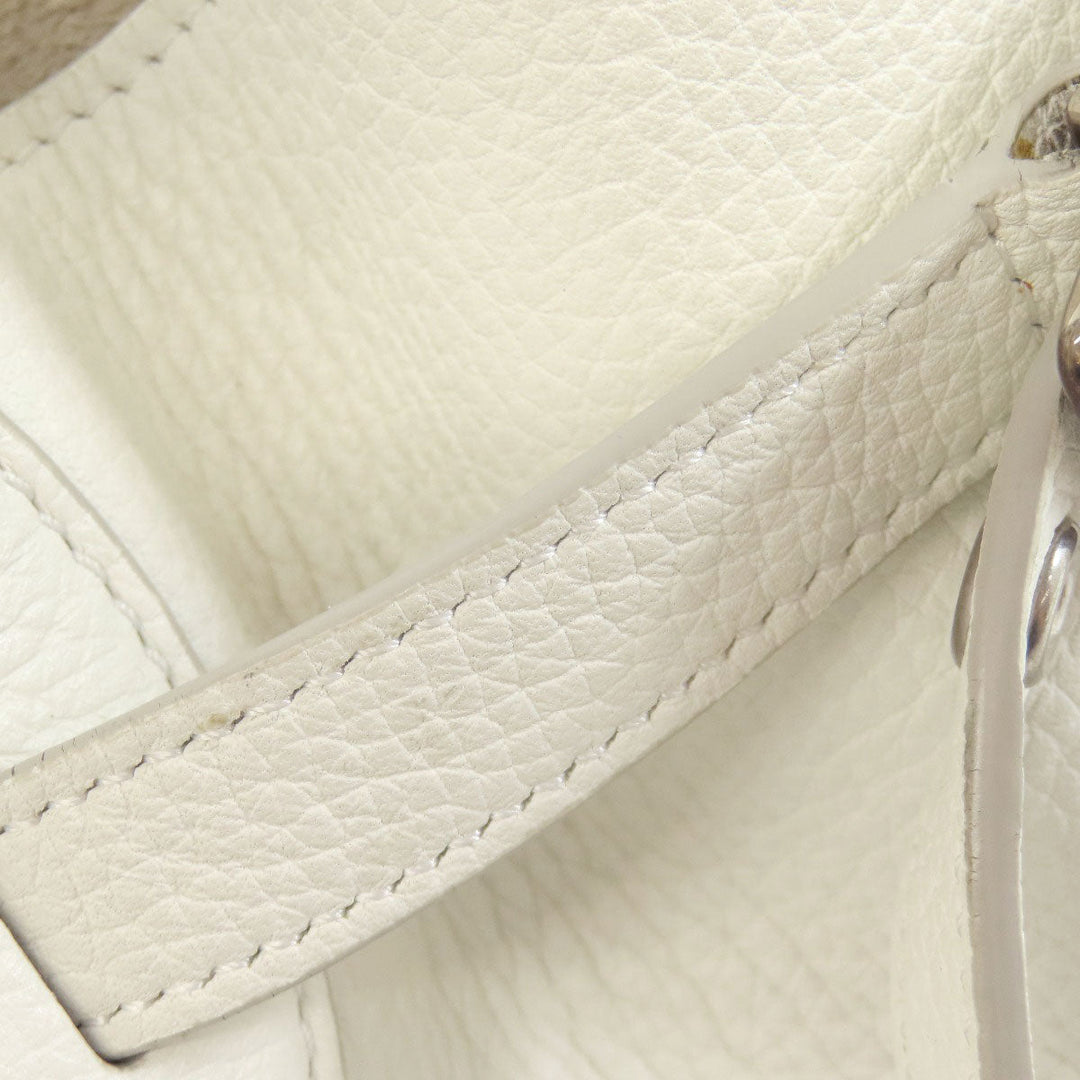 CELINE Tote Bag Calfskin white Big Bag Bucket Women Used Authentic