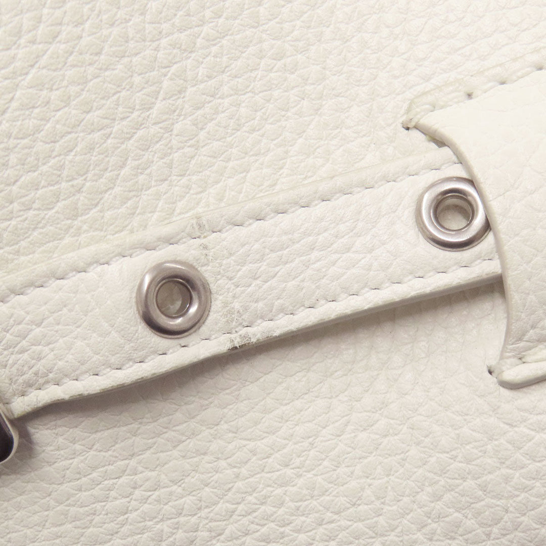 CELINE Tote Bag Calfskin white Big Bag Bucket Women Used Authentic