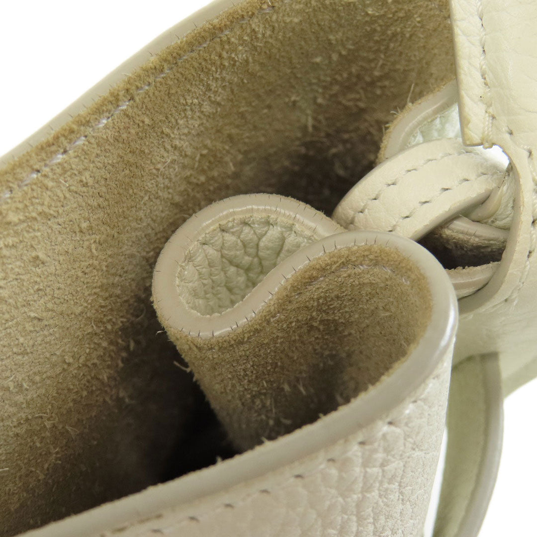 CELINE Tote Bag Calfskin white Big Bag Bucket Women Used Authentic