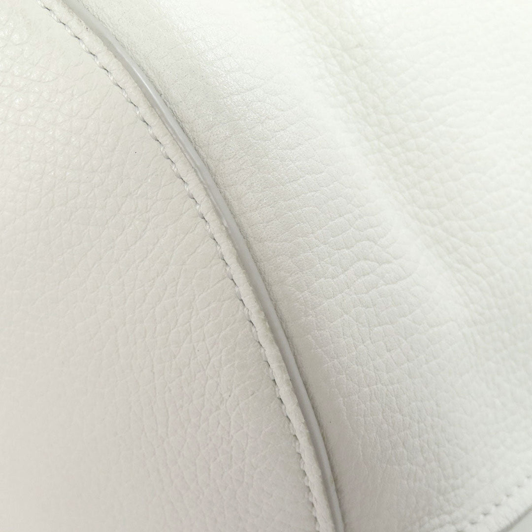 CELINE Tote Bag Calfskin white Big Bag Bucket Women Used Authentic