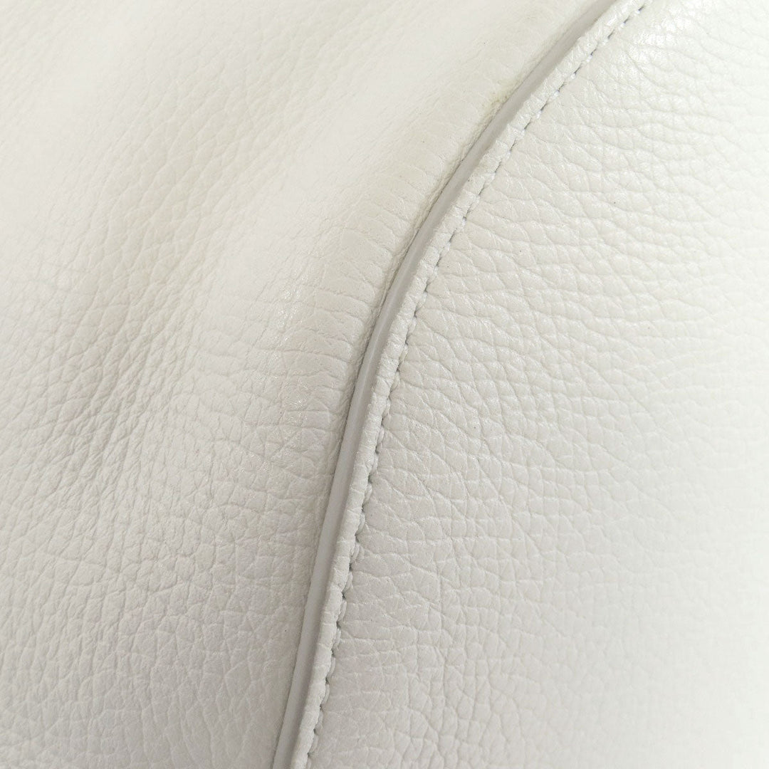 CELINE Tote Bag Calfskin white Big Bag Bucket Women Used Authentic