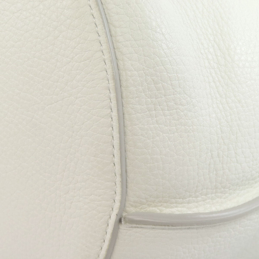 CELINE Tote Bag Calfskin white Big Bag Bucket Women Used Authentic