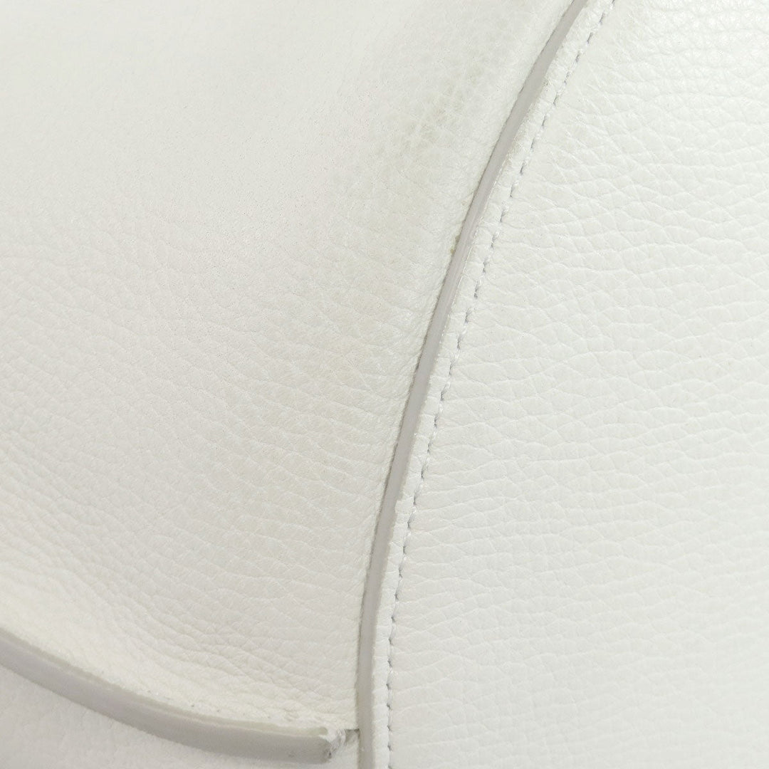 CELINE Tote Bag Calfskin white Big Bag Bucket Women Used Authentic