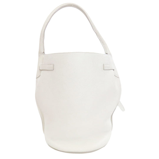 CELINE Tote Bag Calfskin white Big Bag Bucket Women Used Authentic