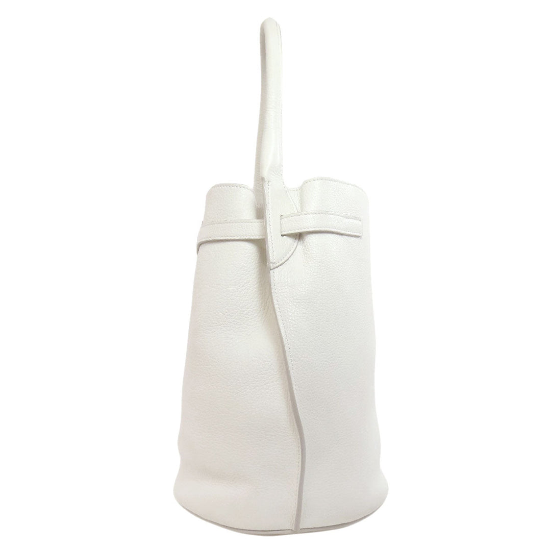 CELINE Tote Bag Calfskin white Big Bag Bucket Women Used Authentic