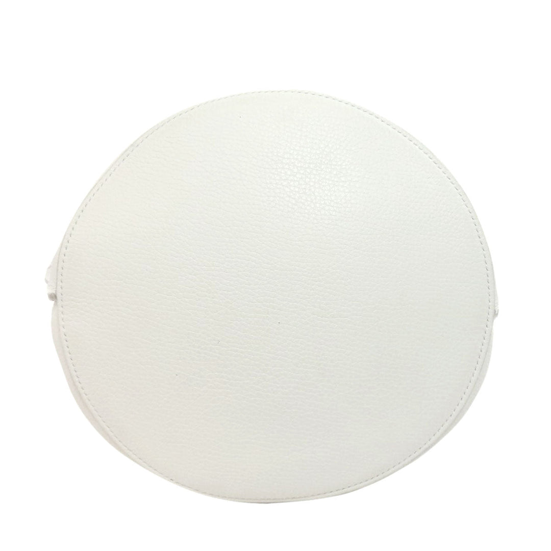 CELINE Tote Bag Calfskin white Big Bag Bucket Women Used Authentic