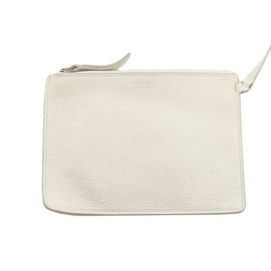 CELINE Tote Bag Calfskin white Big Bag Bucket Women Used Authentic