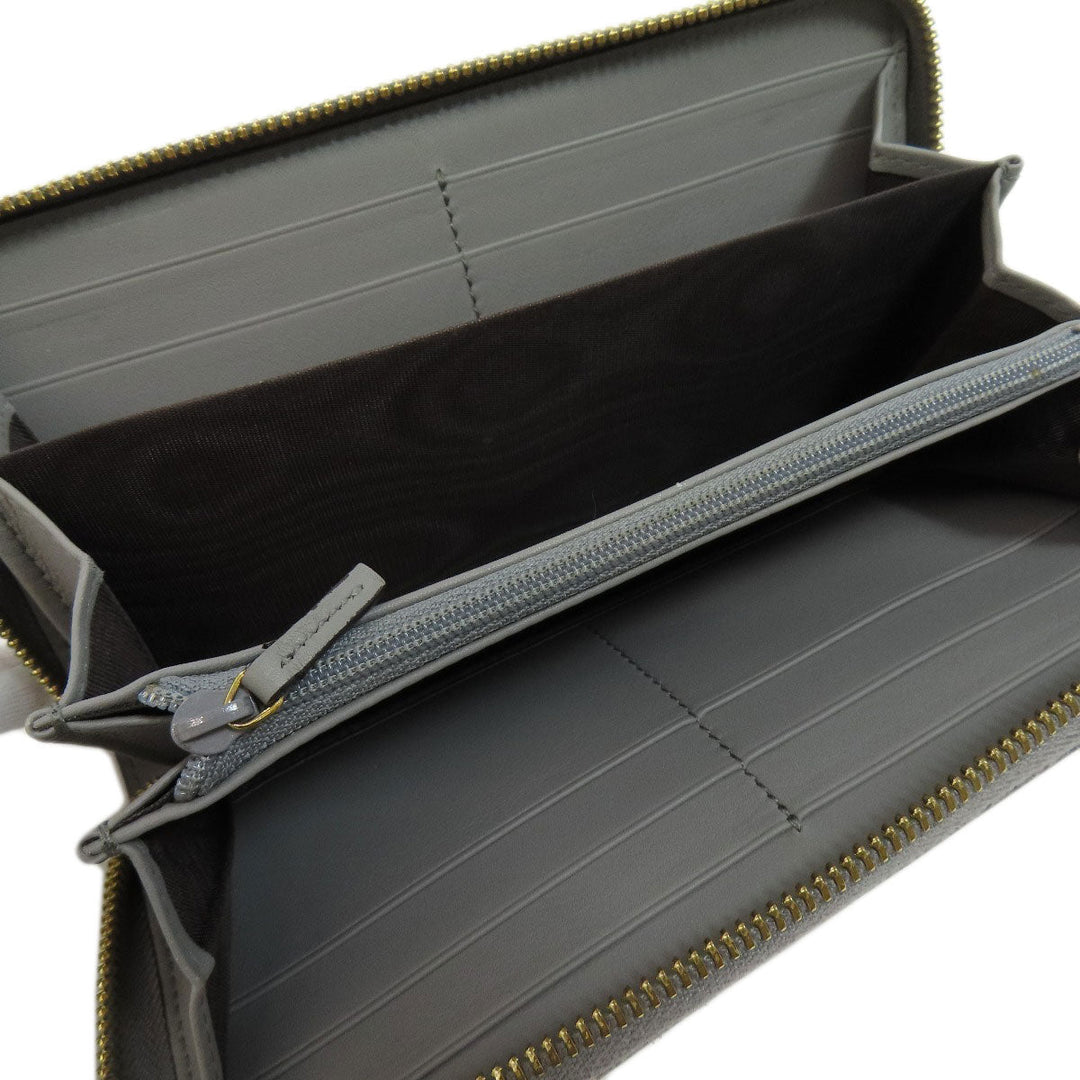 GUCCI Long Wallet Purse 453158 leather gray Bamboo Women Used Authentic