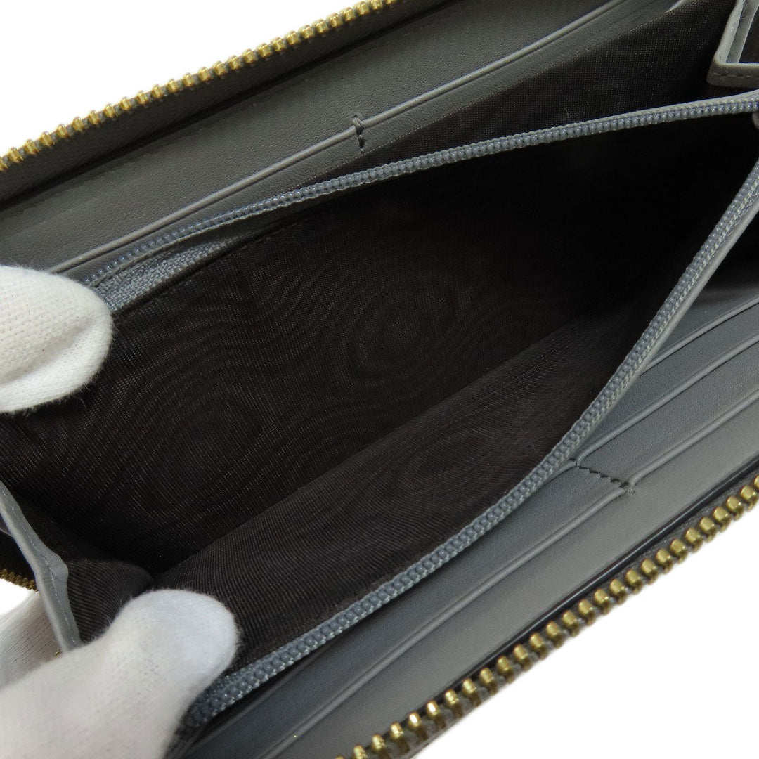 GUCCI Long Wallet Purse 453158 leather gray Bamboo Women Used Authentic