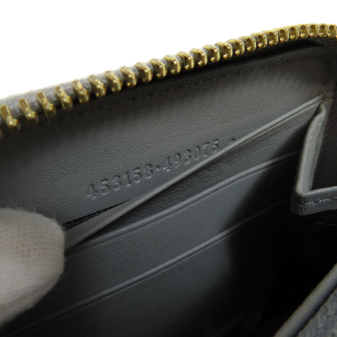 GUCCI Long Wallet Purse 453158 leather gray Bamboo Women Used Authentic