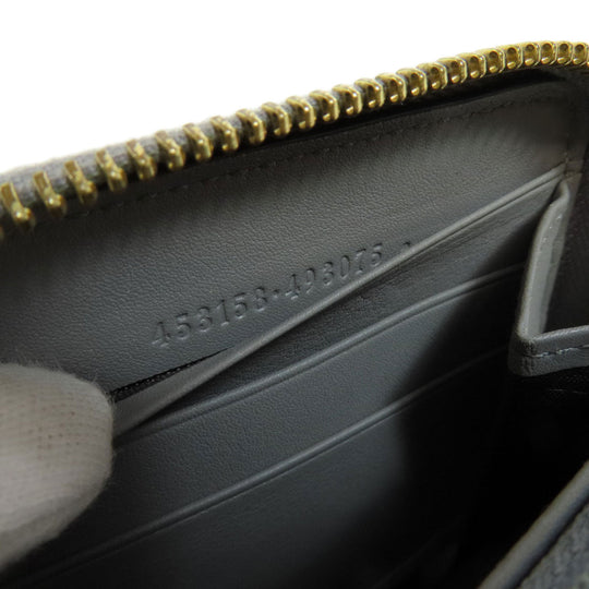 GUCCI Long Wallet Purse 453158 leather gray Bamboo Women Used Authentic