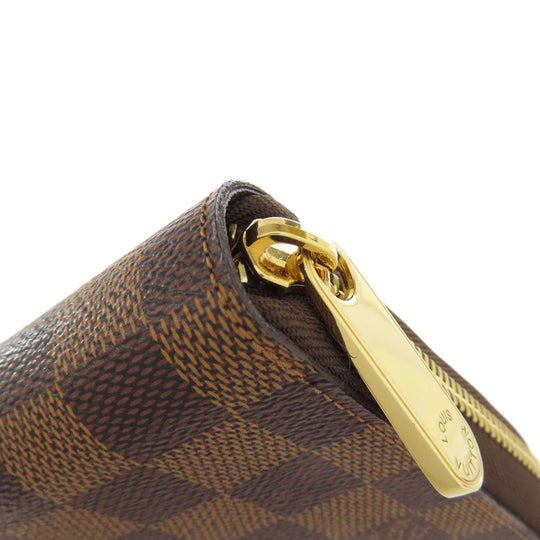 LOUIS VUITTON Long Wallet Purse N60003 Damier canvas Brown Zippy Organizer Women Used Authentic
