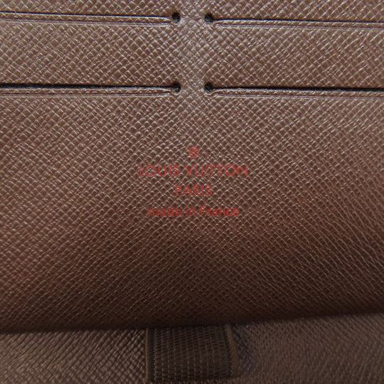 LOUIS VUITTON Long Wallet Purse N60003 Damier canvas Brown Zippy Organizer Women Used Authentic